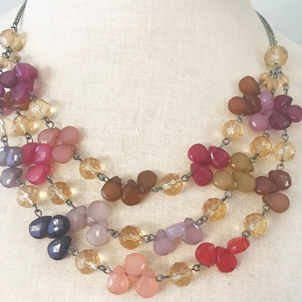 Multi-Colored Tiered Statement Necklace - Picture 4 of 4